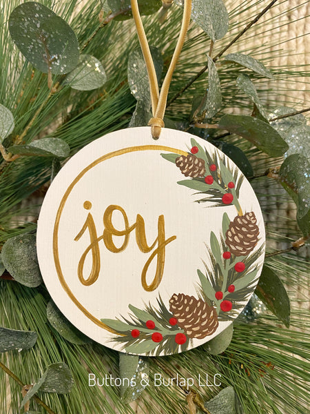 Christmas pinecones wood ornament