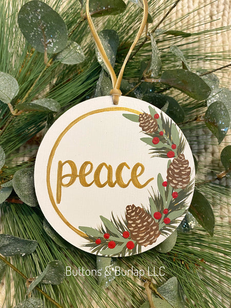 Christmas pinecones wood ornament