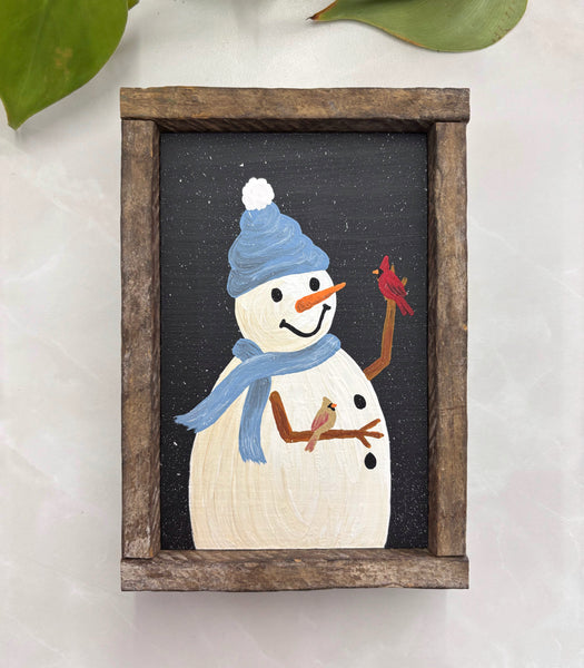 Snowman & cardinals