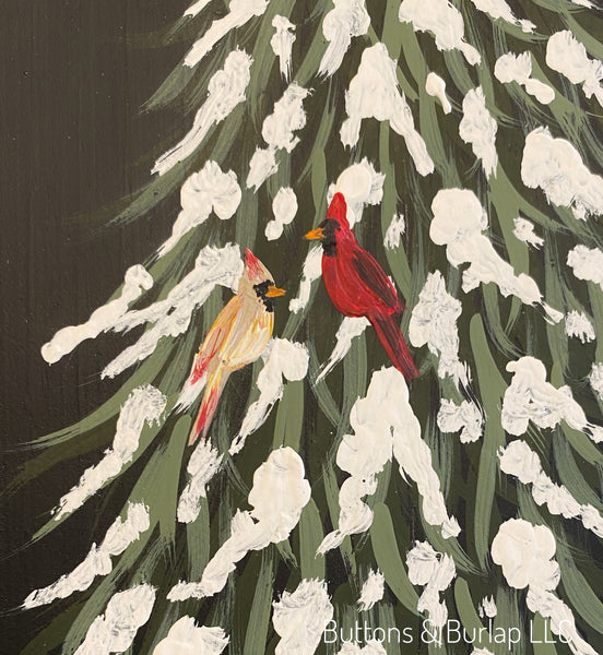 Peace on Earth, snowy trees & cardinals