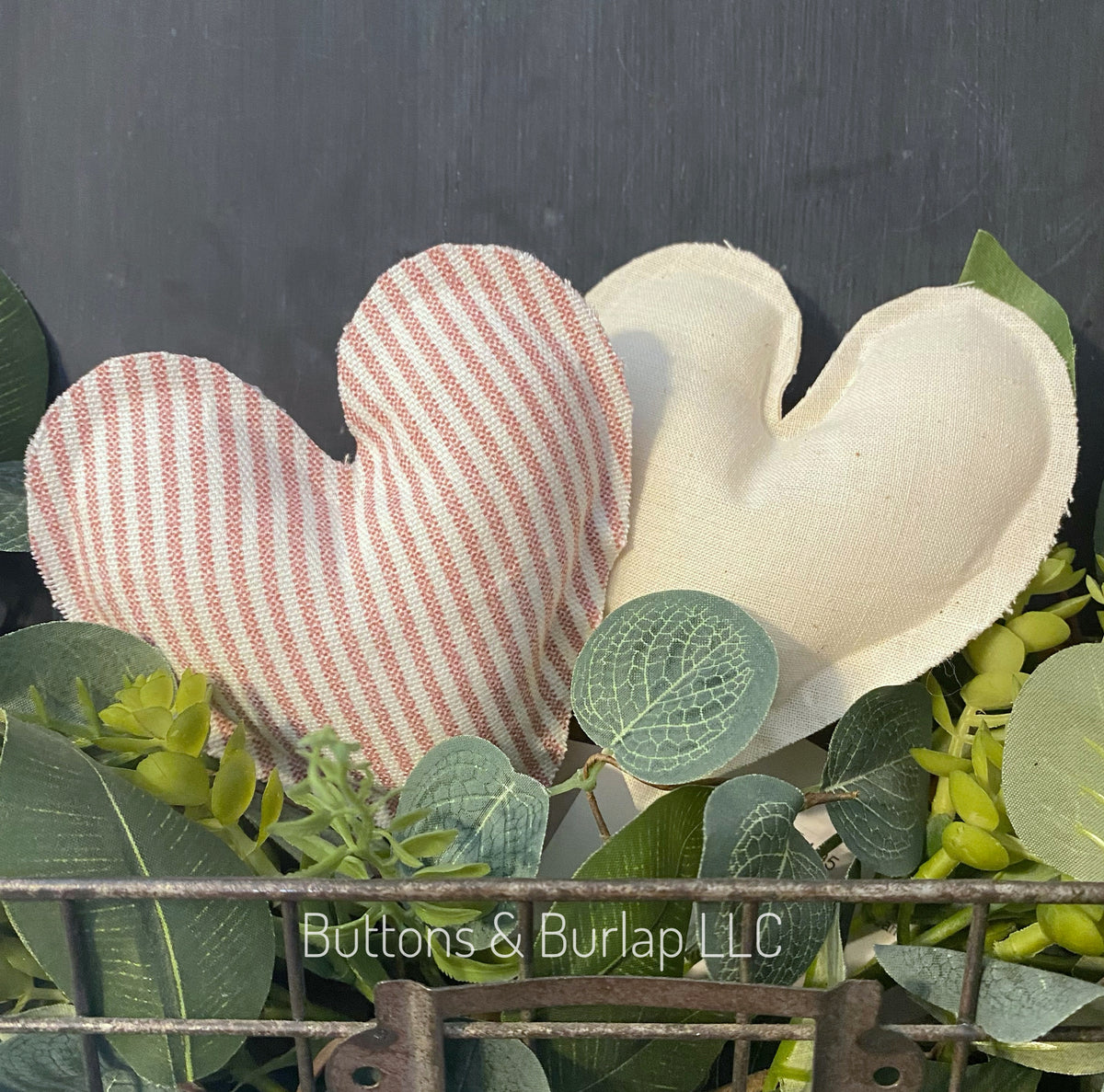 Valentine Fabric Hearts Buttons & Burlap LLC
