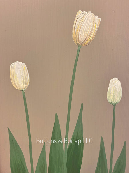 Hello spring, tulips sign