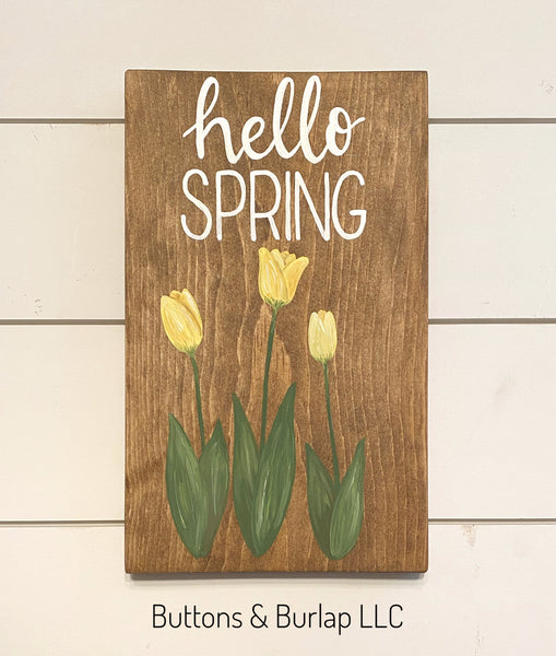Hello spring with tulips