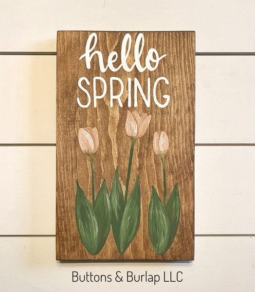 Hello spring with tulips