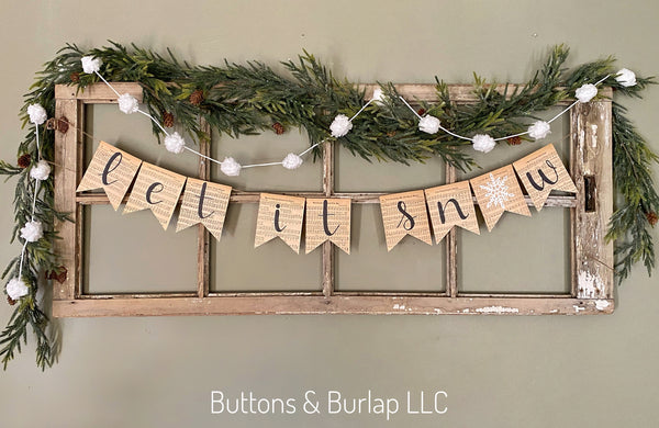 Let it snow banner with snowflake