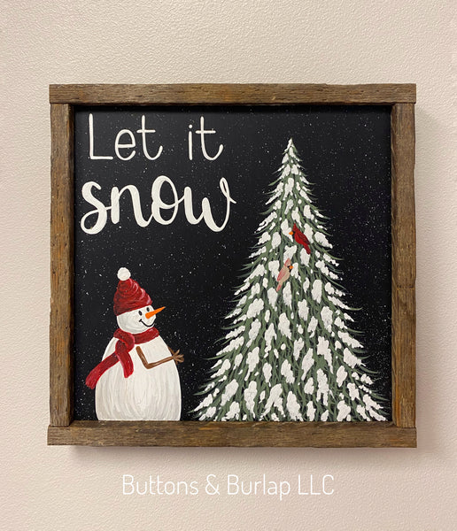 Let it snow snowman & cardinals