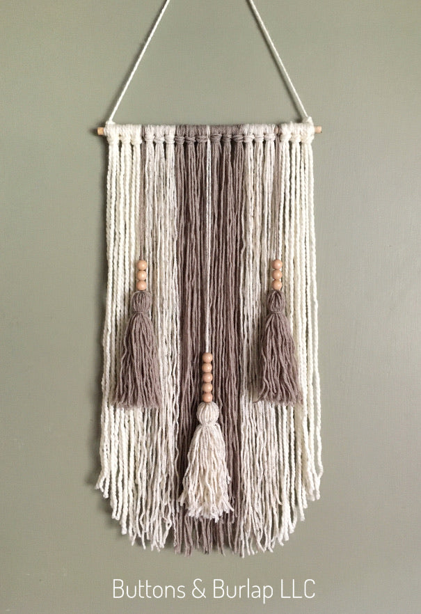Yarn hanging, beads & greens – Buttons & Burlap LLC