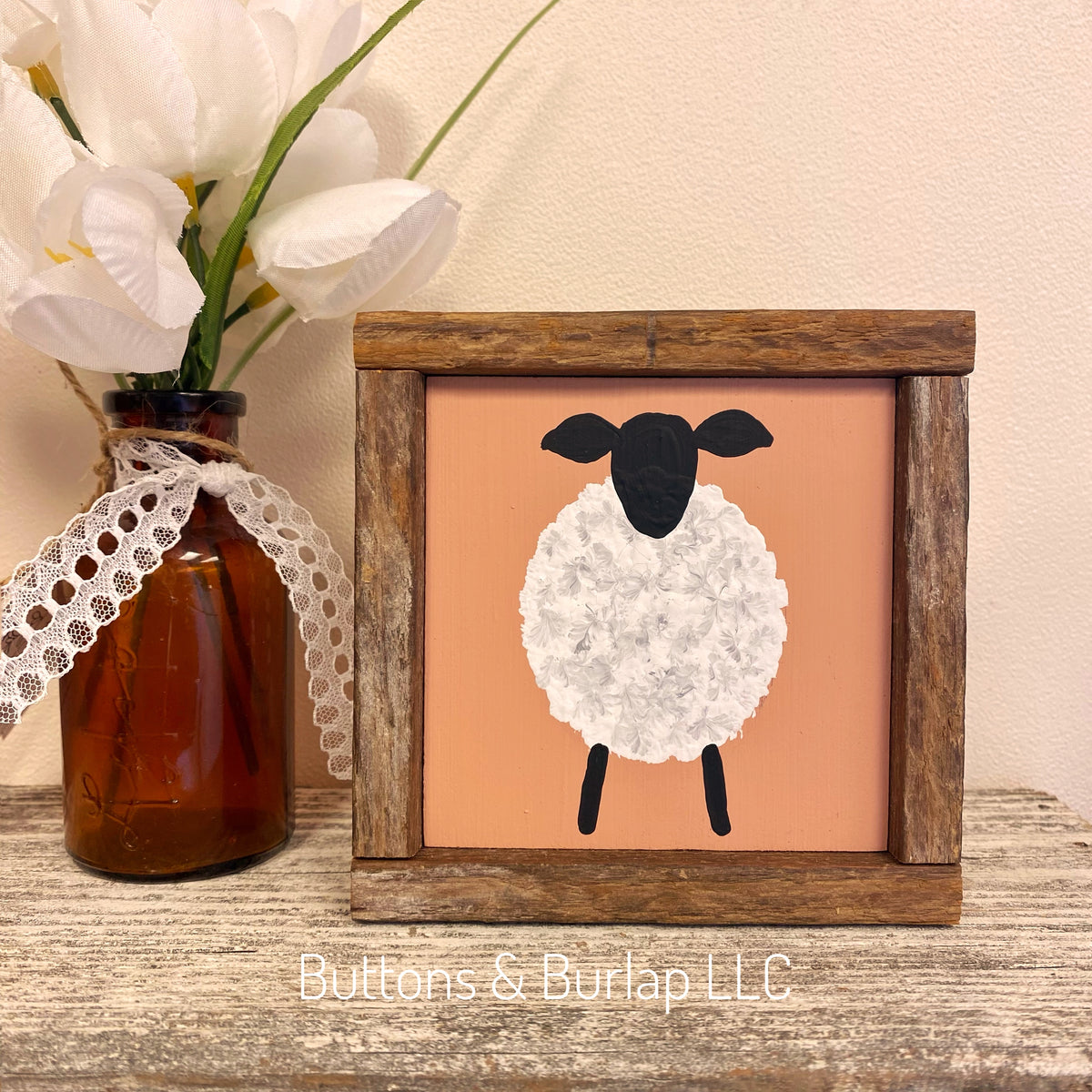 Sheep, baaaa lath sitter Buttons & Burlap LLC