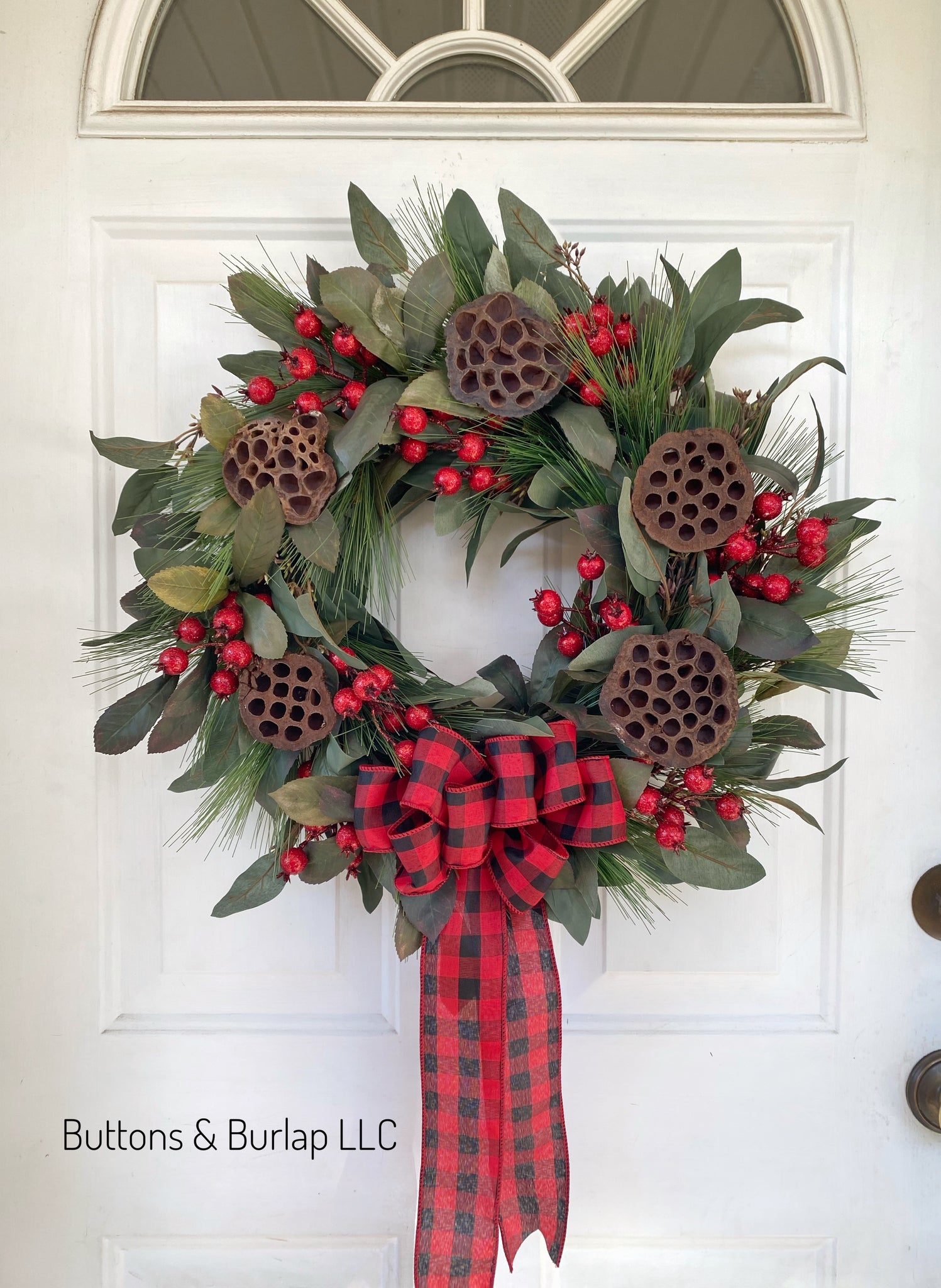 Christmas/Winter wreath, sparkly red berries