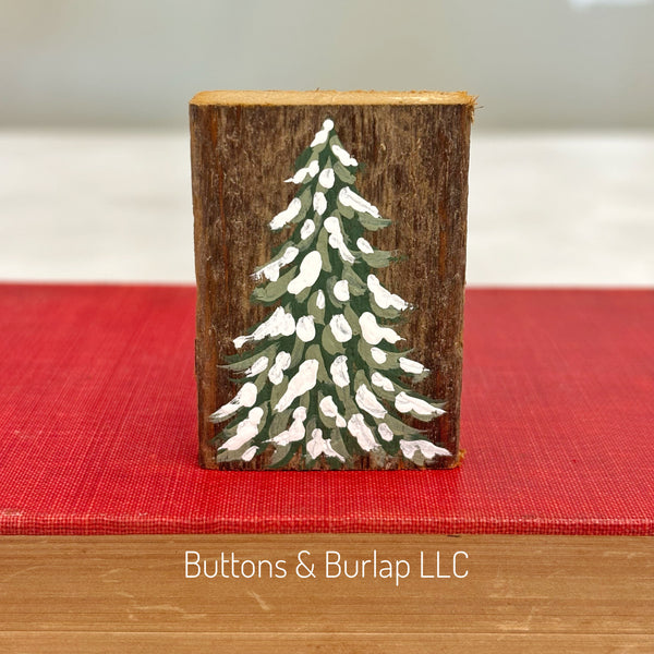 Mini snowy tree lath sitters