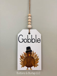 Gobble fall wood tag