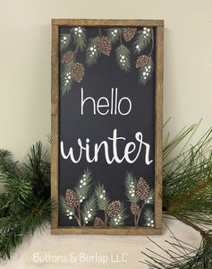Hello winter, pinecones & winter berries