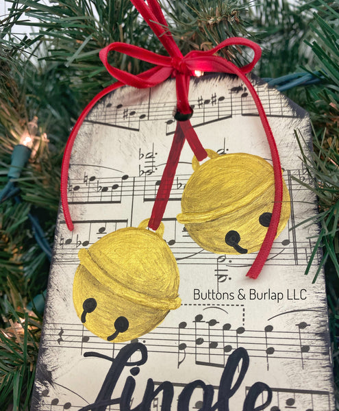 Jingle bells wood tag
