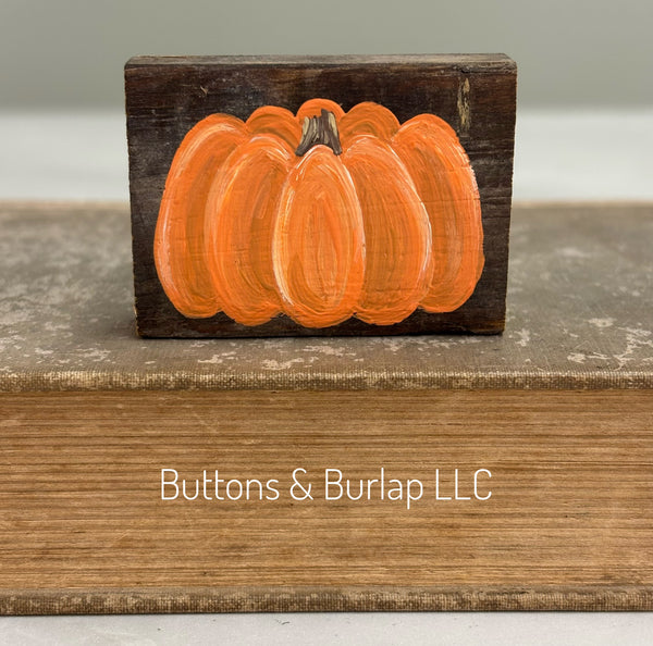 Mini pumpkin & candy corn lath sitter