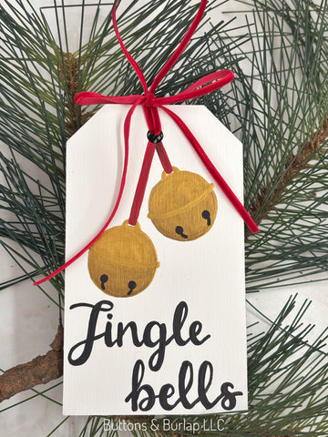 Jingle bells wood tag