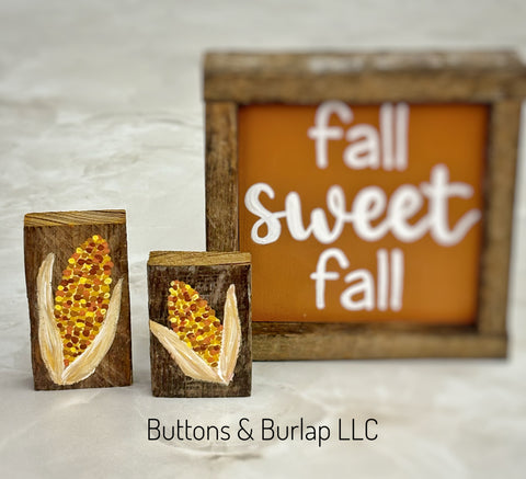 Fall Indian corn mini lath sitters