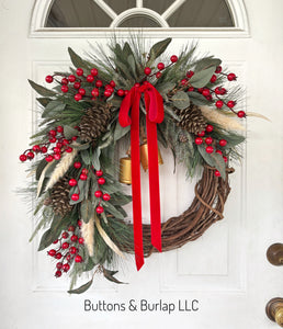 Christmas wreath, gold bells