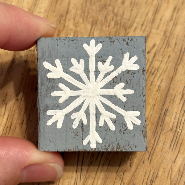 Mini blue snowflake lath sitters