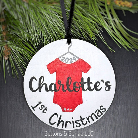 First Christmas personalized wood ornament