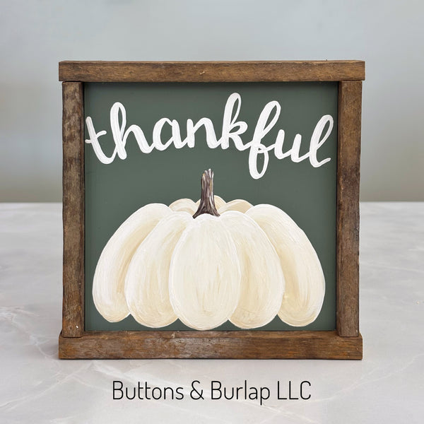 Thankful pumpkin shelf sitter