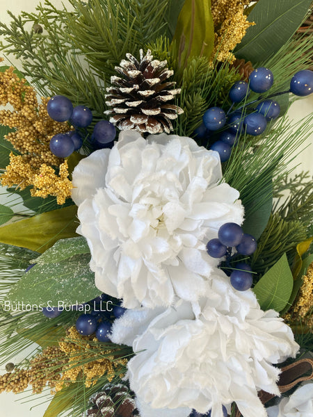 Christmas/Winter wreath with blueberries