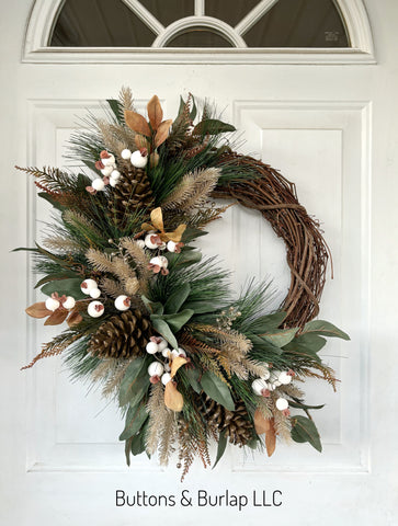 Christmas/Winter wreath, white berries