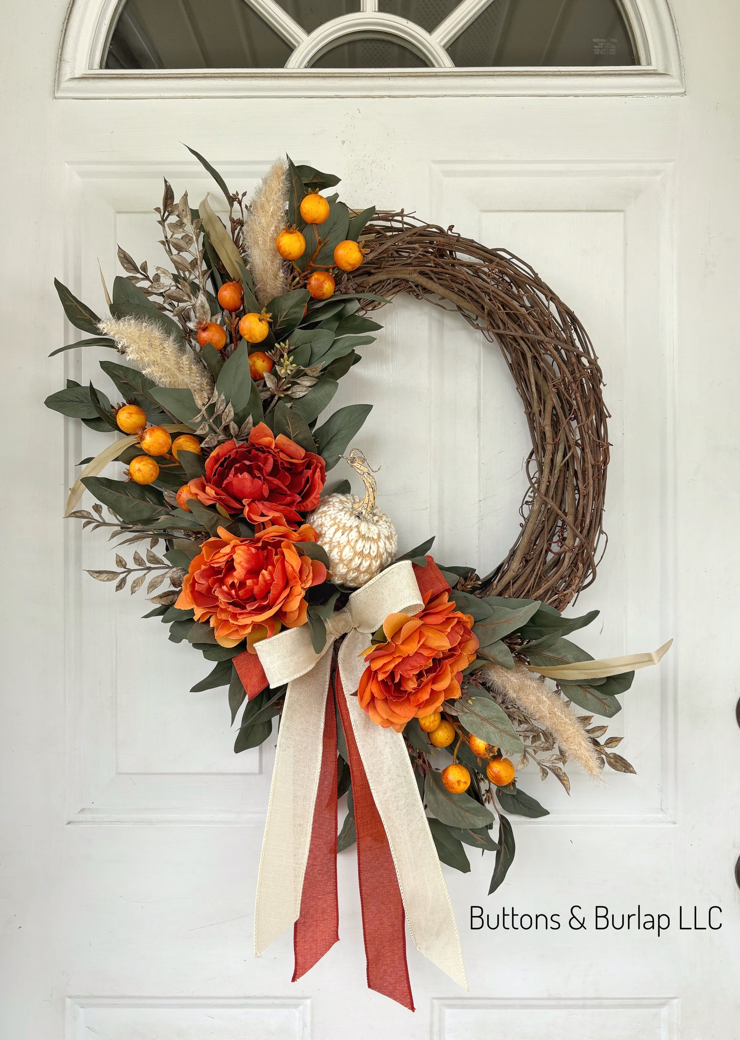 Peonies & berries fall wreath