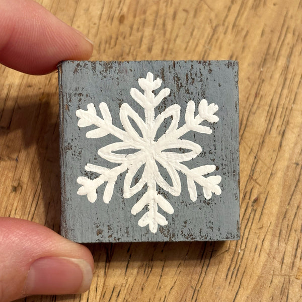 Mini blue snowflake lath sitters