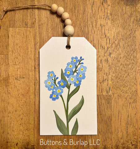 Forget me not wood tag