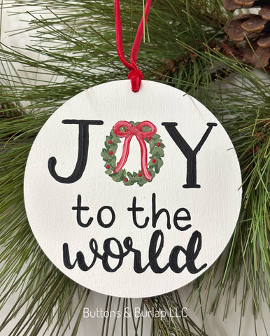 Joy to the world wood ornament