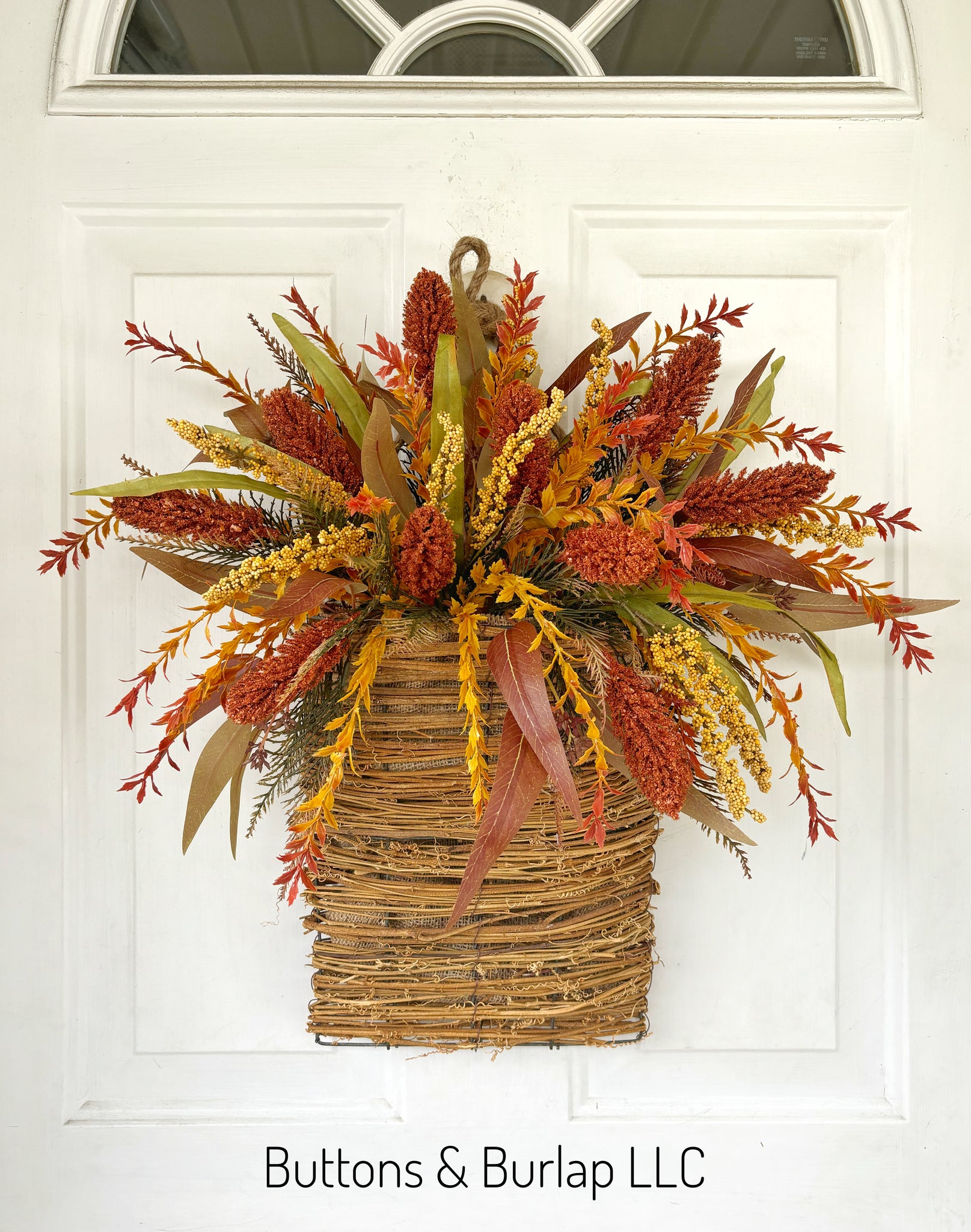 Seeded stems fall basket wreath