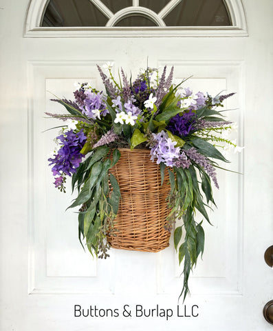 Purple lilac & eucalyptus Basket wreath