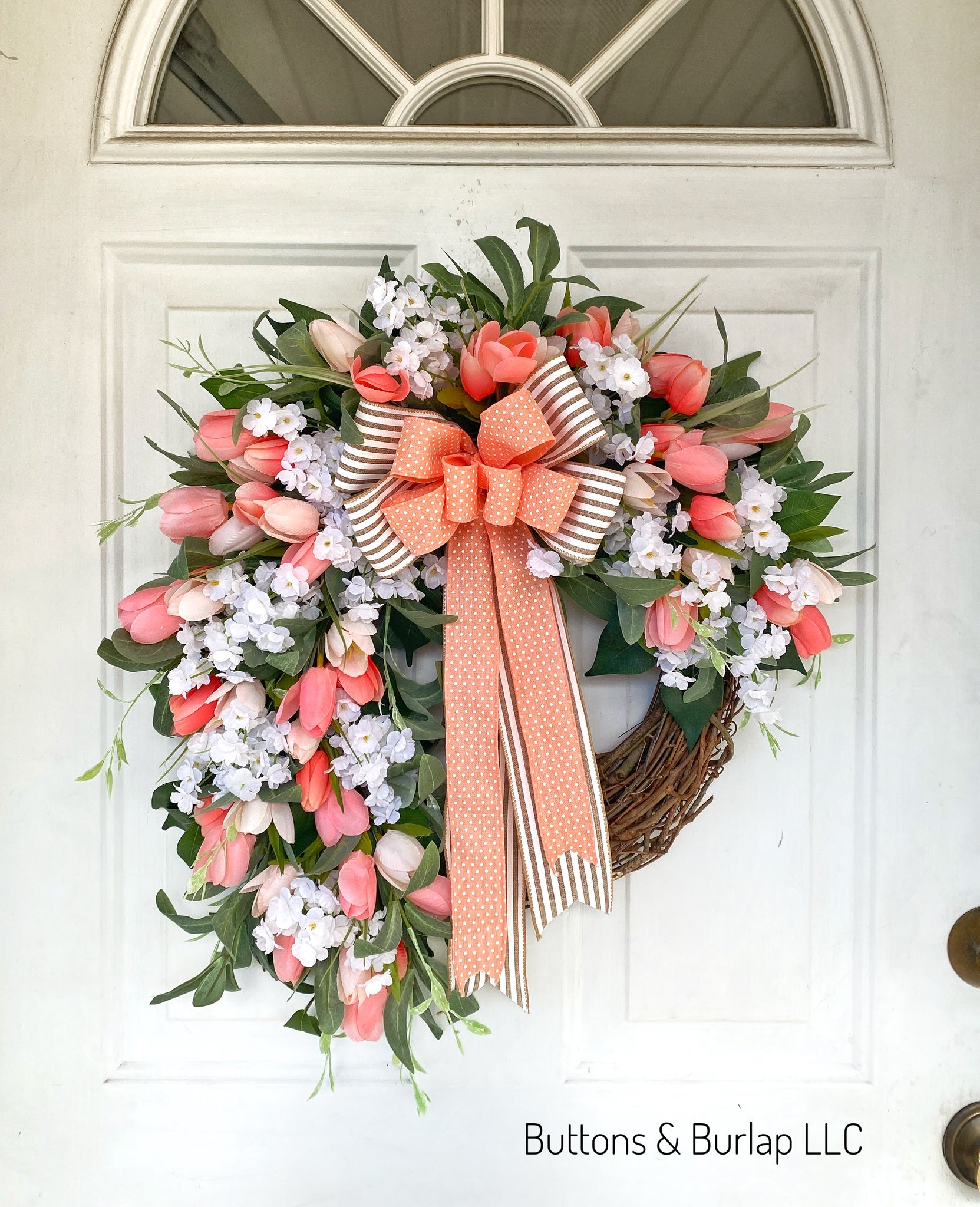 Tulip and wildflower Spring wreath