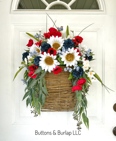 Patriotic basket wreath