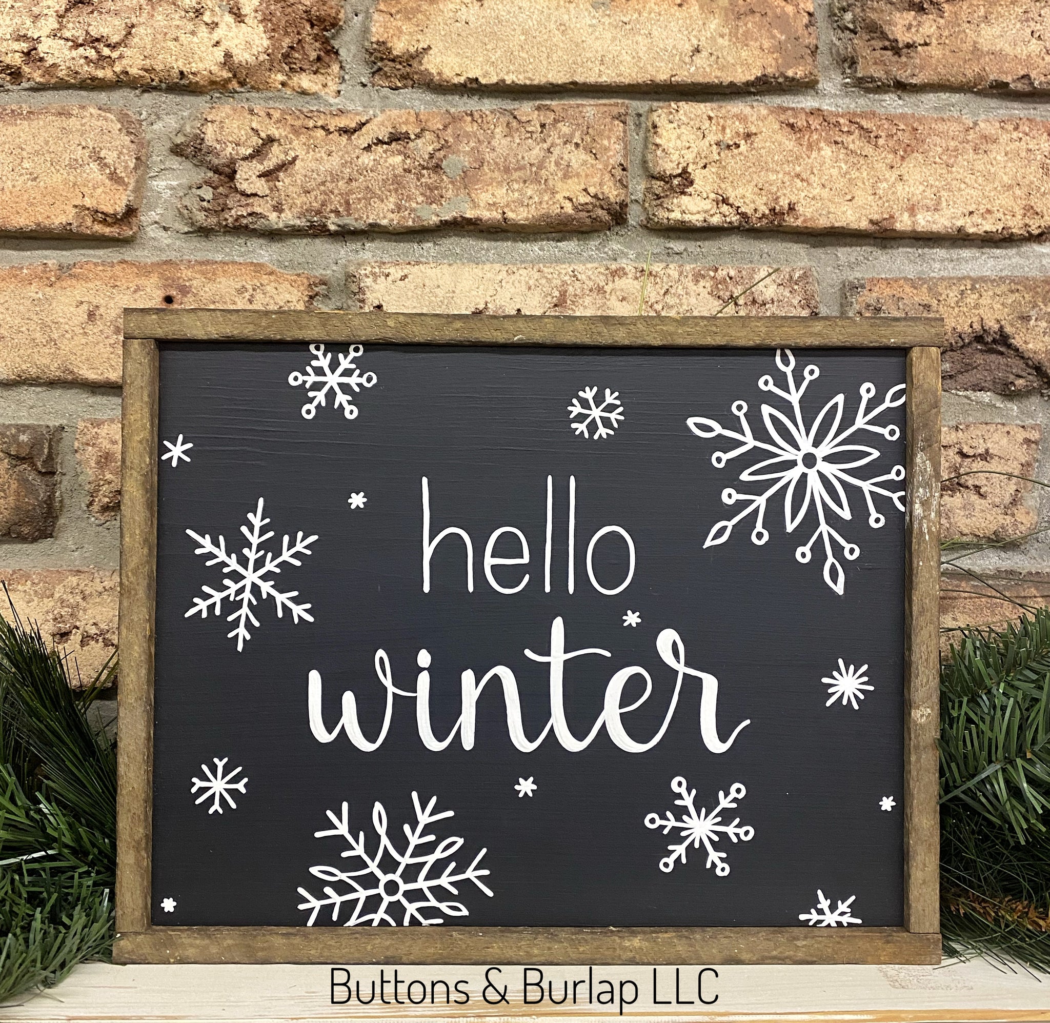 Hello winter snowflake sign