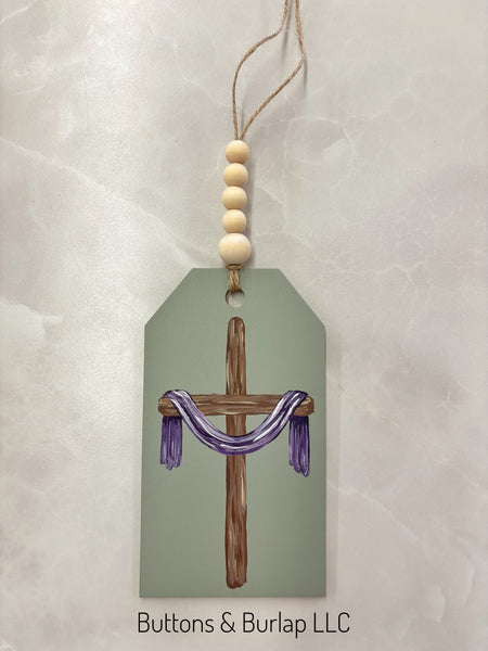 Easter cross wood tag