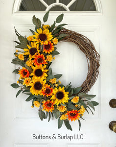 Sunflower & eucalyptus fall wreath