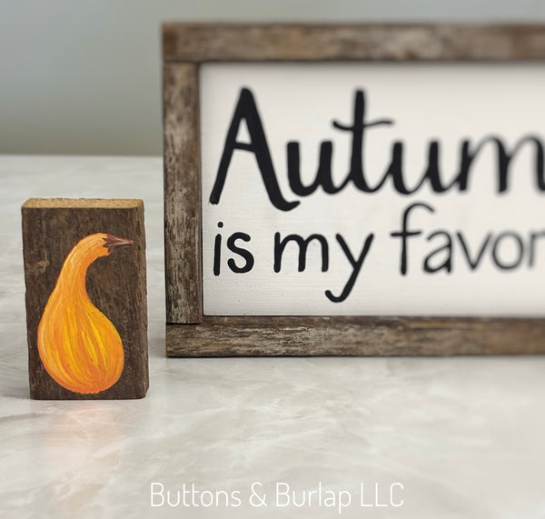 Mini pumpkin & candy corn lath sitter