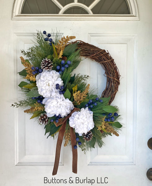Christmas/Winter wreath with blueberries