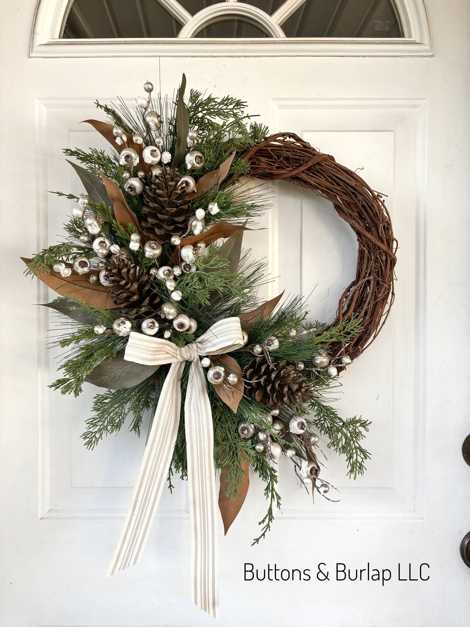 Christmas/winter wreath, glittered berries