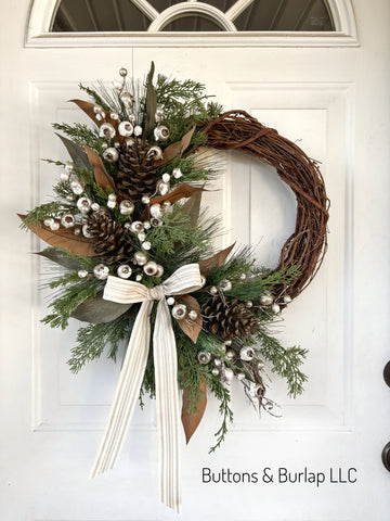 Christmas/winter wreath, glittered berries