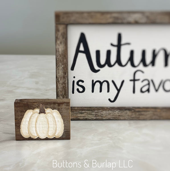 Mini pumpkin & candy corn lath sitter