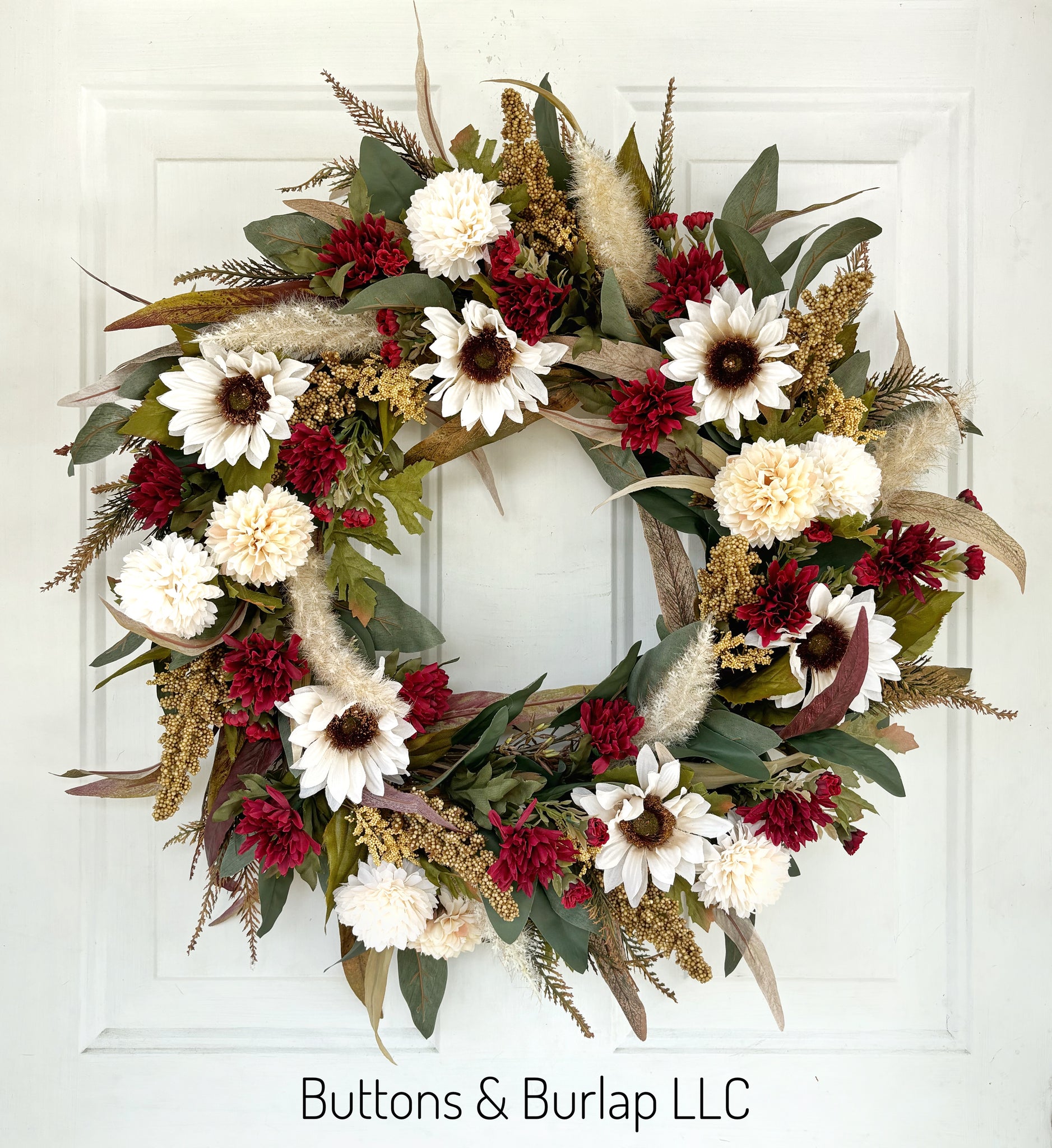 Sunflowers & mums fall wreath