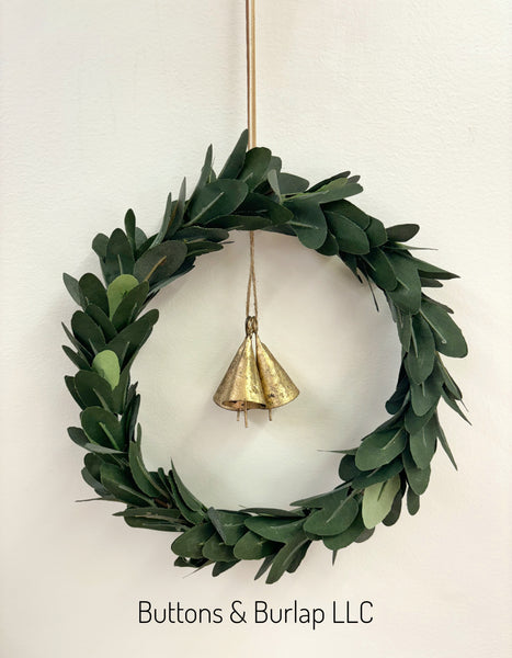 Christmas huckleberry greenery wreath with bells