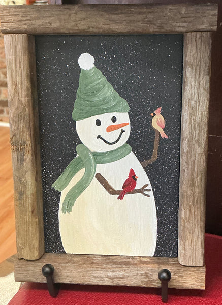 Snowman & cardinals