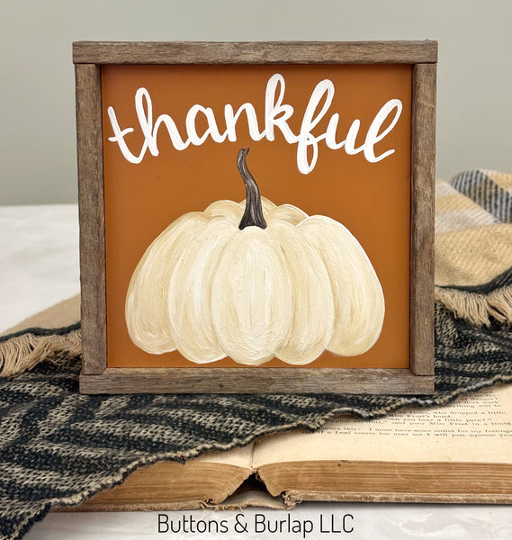 Thankful pumpkin shelf sitter