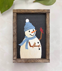 Snowman & cardinals