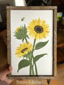 Sunflowers & bee summer/fall sign