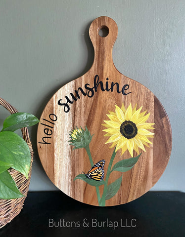Sunflowers & butterfly hanging wood board