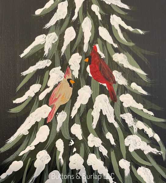 Silent Night, snowy trees & cardinals